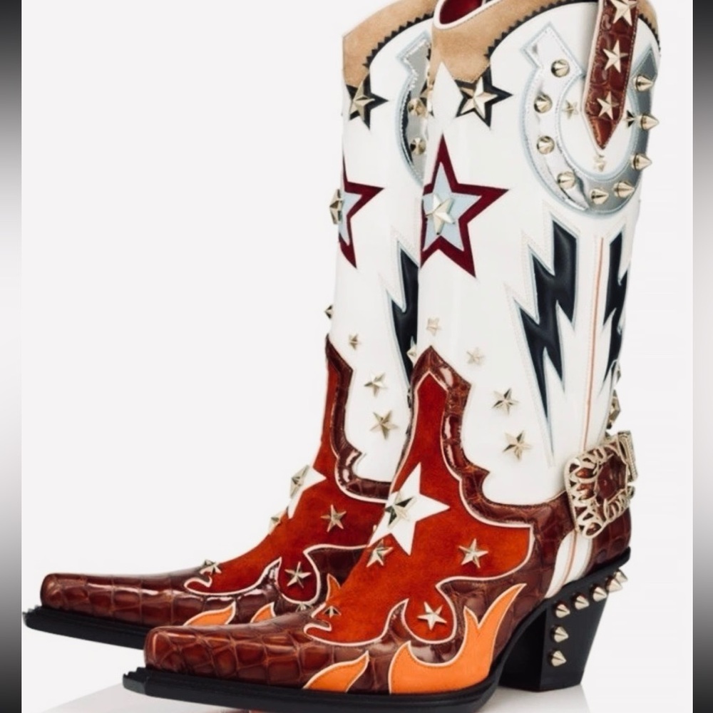 CHRISTIAN LOUBOUTIN KENNYWOOD ALTA SZ 42 NEW UNISEX WESTERN OVER THE CALF BOOTS